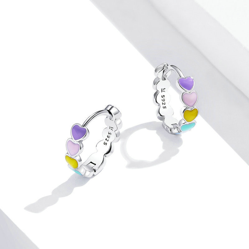 Korean Wind Rainbow Love Silver Earrings