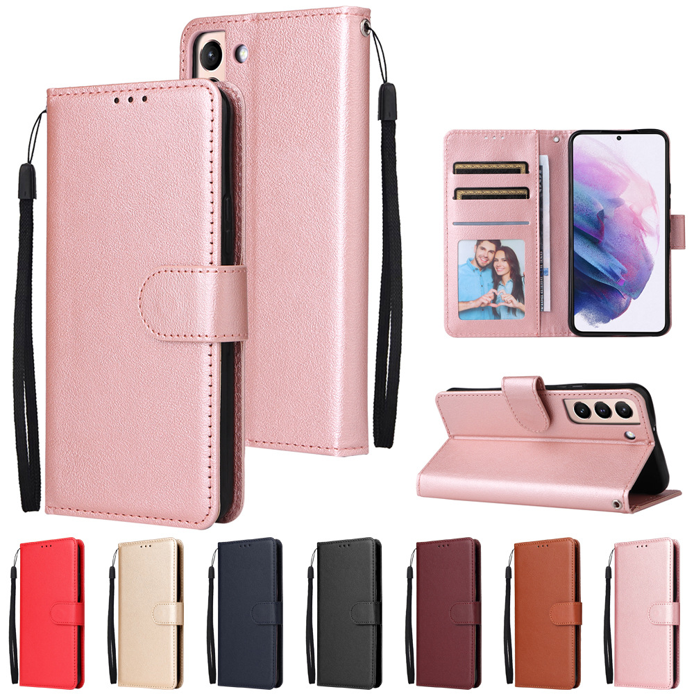 Three Card Photo Frame Holder Flip Phone Leather Case