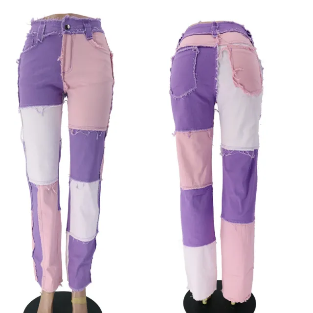 Wide Leg Jeans Women High Waist Sexy Fashion Stitching Pink - Shop at LoveMi