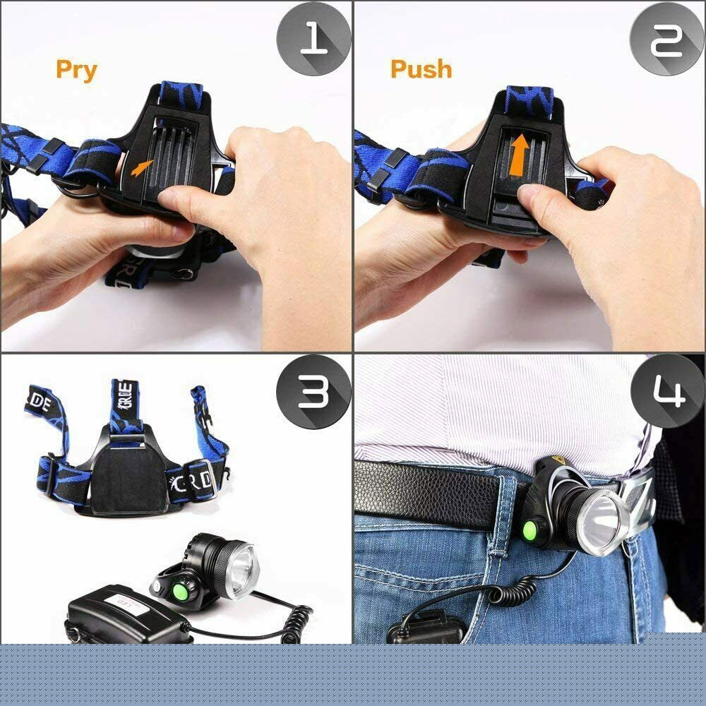 LED Headlamp Rechargeable Head Torch Zoom Headlight Super Bright Flashlight 3 Modes Work Light With 2 Li-ion Batteries 2 Charger — foto 4