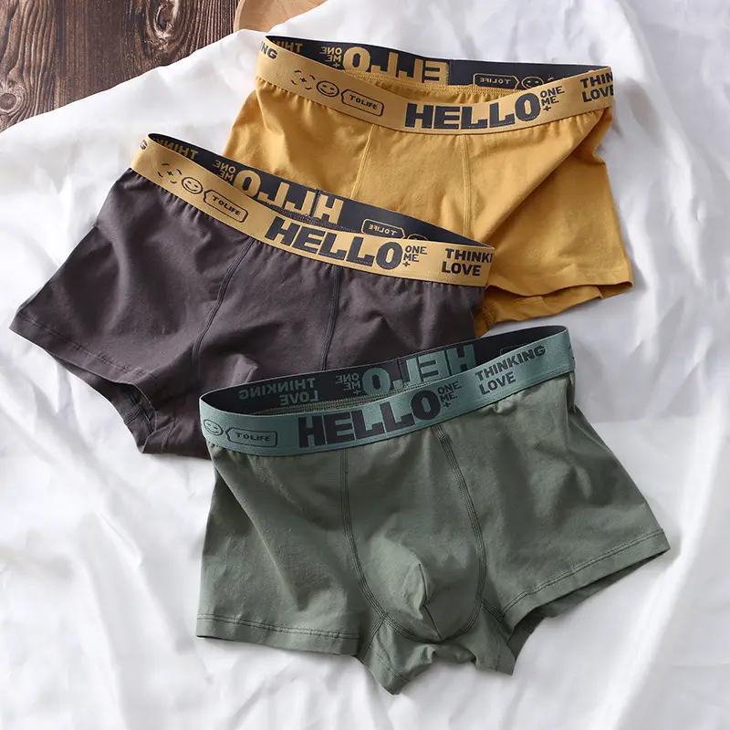 Men's Solid Color Cotton Mid-waist Burst Breathable