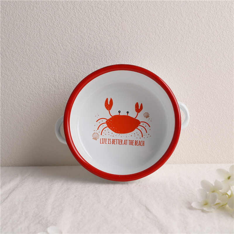 Title 2, Thicken Colored Double Ear Enamel Bowl Tableware