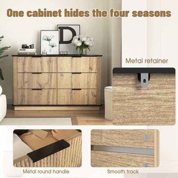 Modern Multi-functional Six-drawer MDF Cabinet,The perfect combination of rounded corners and multifunctional design, with Product Dimensions of 47.2*15.7*29.6 Inches. -28