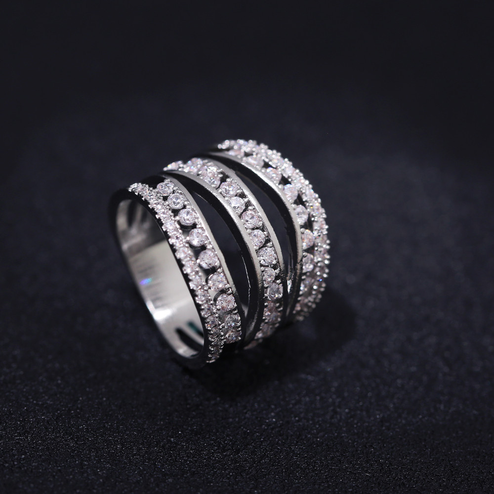 Temperament Hollow AAA Zircon Ring Fashion Cross-border Ring