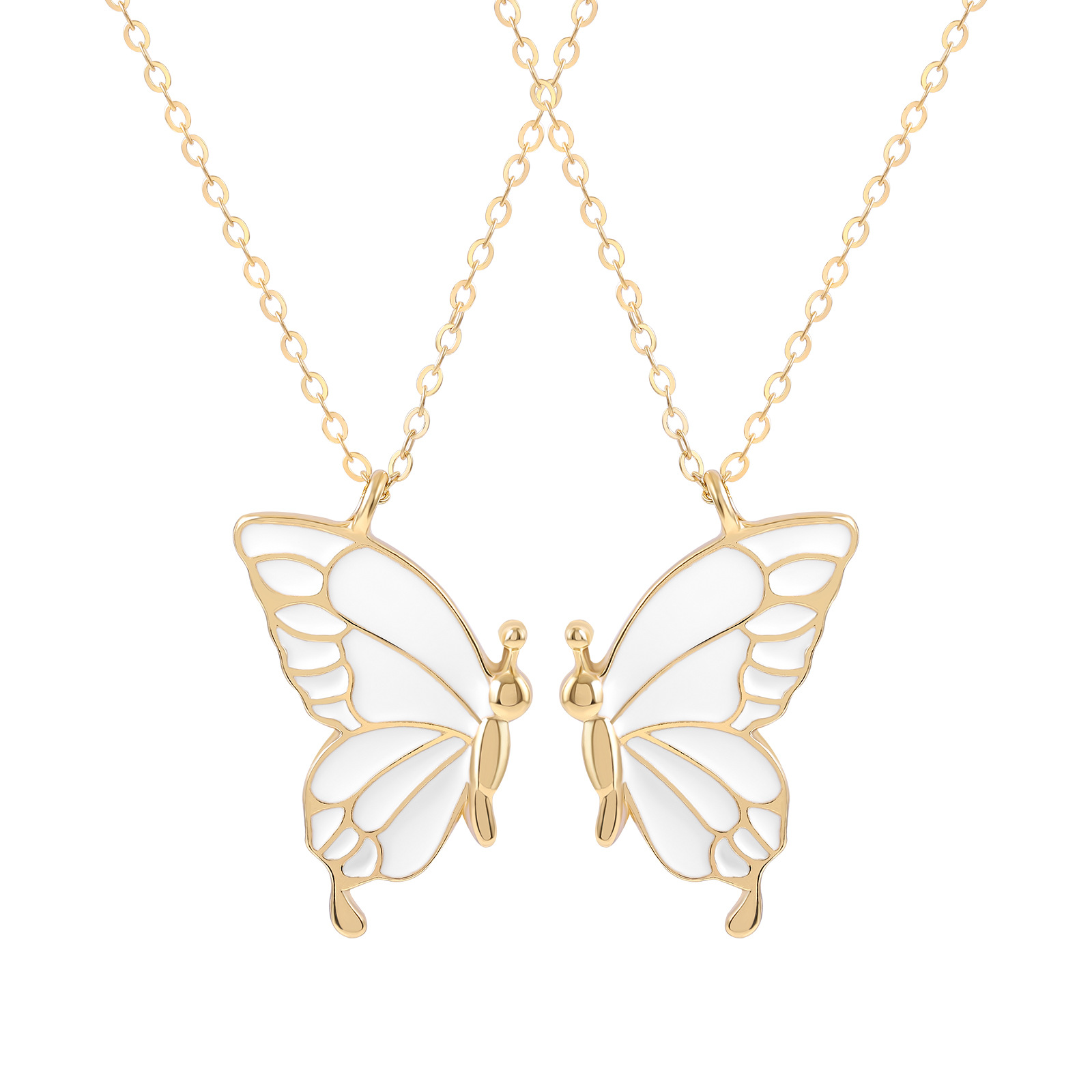 A Pair Of Detachable Butterfly Couple Necklaces