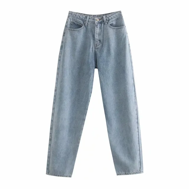 American High Waist Angel Print Jeans Retro Loose Light Blue - Shop at LoveMi