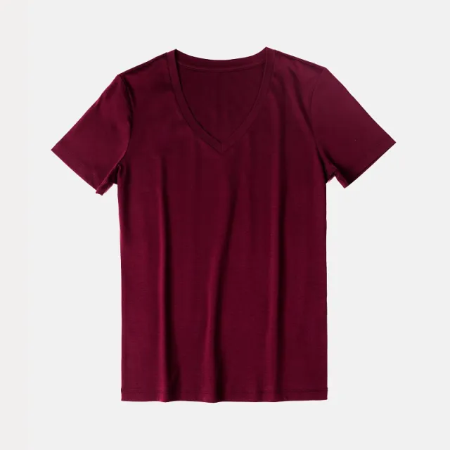 Women's Pure Cotton Simple And Versatile Short sleeved T shirt Women's Clothing Wine Red - Shop at LoveMi