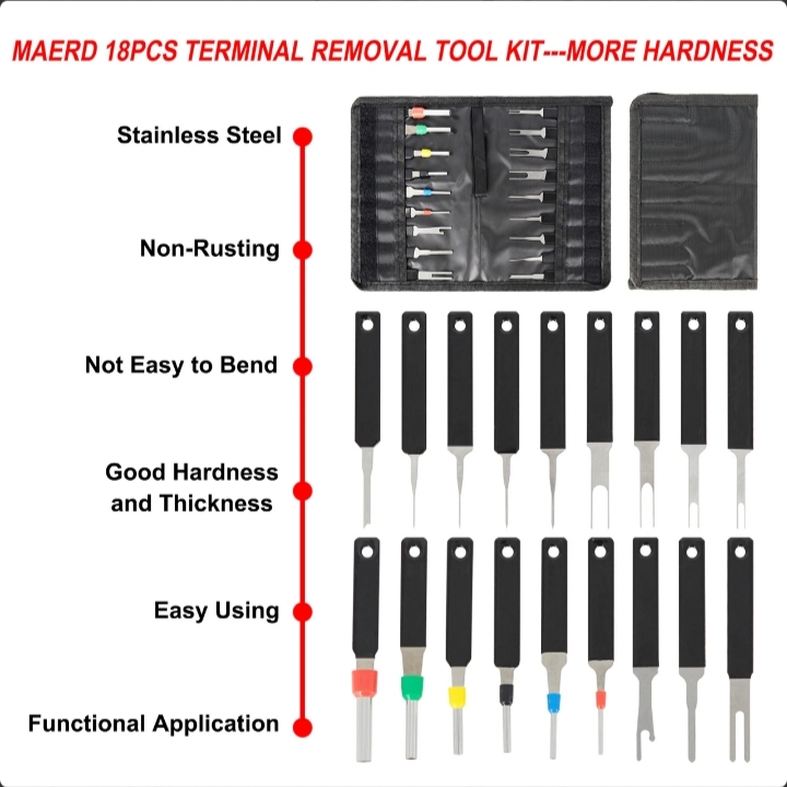 18Pcs Heavy Duty Thick Car Terminal Removal Kit Wire Connector Pin Release Tool thumbnail 7