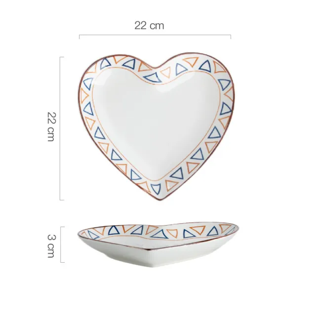 Hand Painted Bakeware Heart Shaped Plate Square Dumpling Plate G - Shop at LoveMi