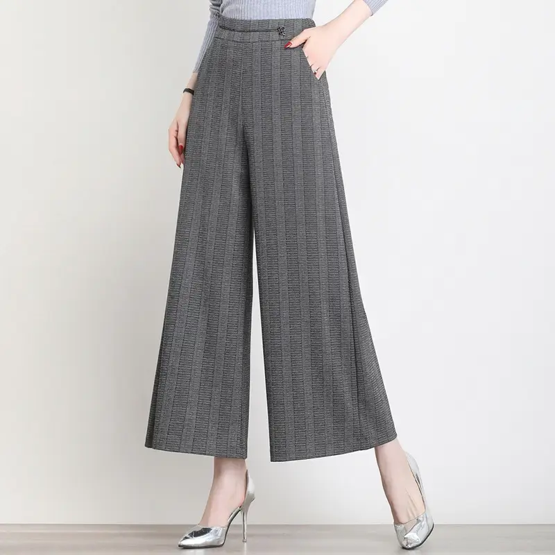 Loose Korean Striped Versatile High Waist Straight Casual Pants