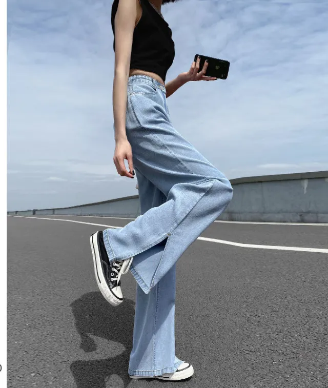 New Loose Straight High Waist Summer Ice Silk Wide leg Pants 6 Style M - Shop at LoveMi