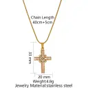 Stainless Steel Cross Pendant Necklace With Zircon Inlay view 3