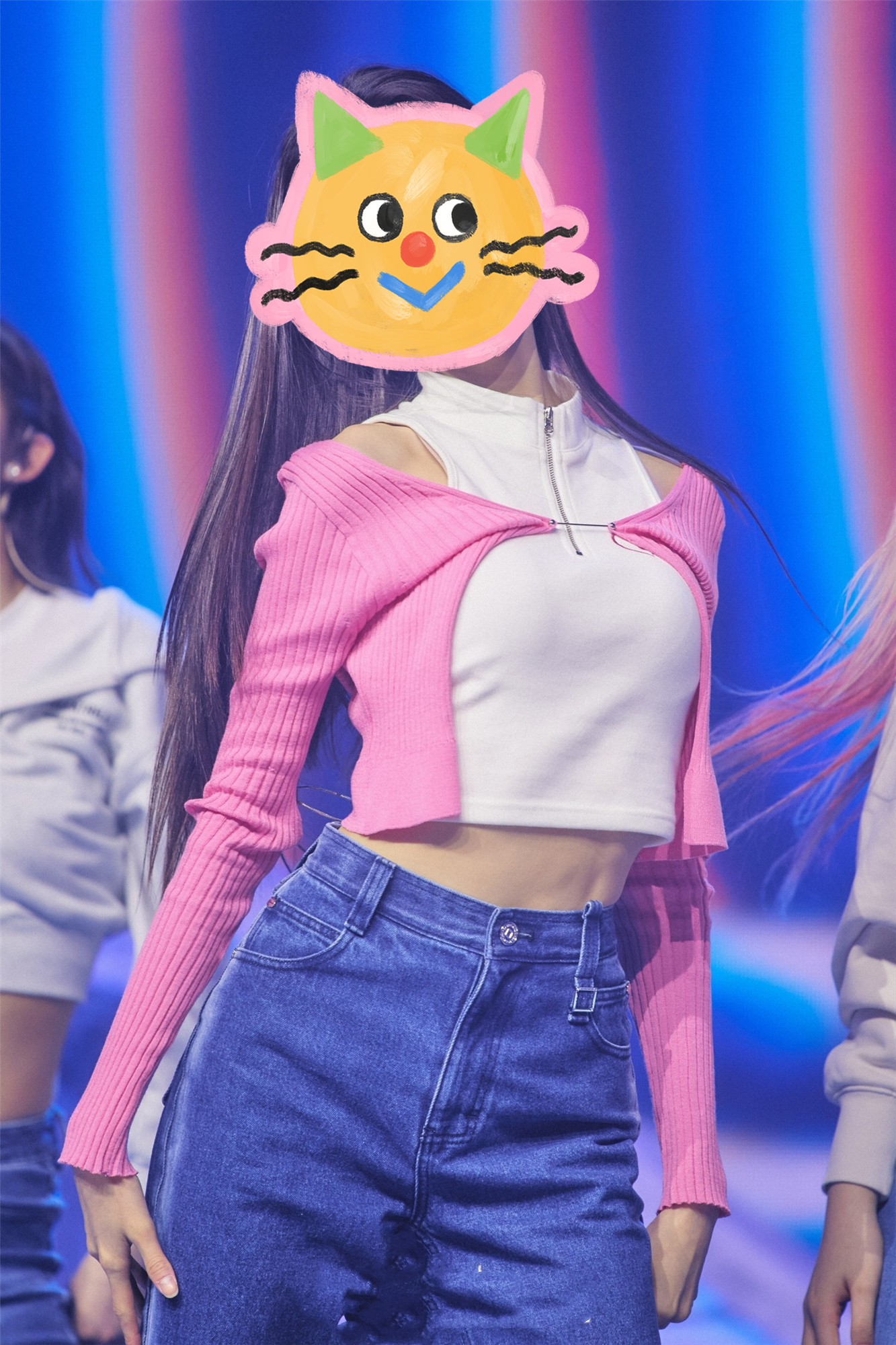 Design Button Knit Cardigan Long Sleeve Cropped Top