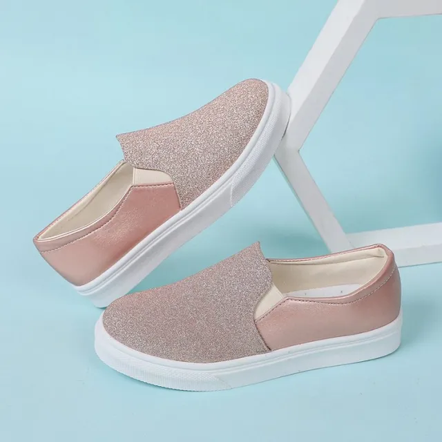Round Toe Flat Shoes With Sequined Loafers Walking Shoes Women Pink - Shop at LoveMi