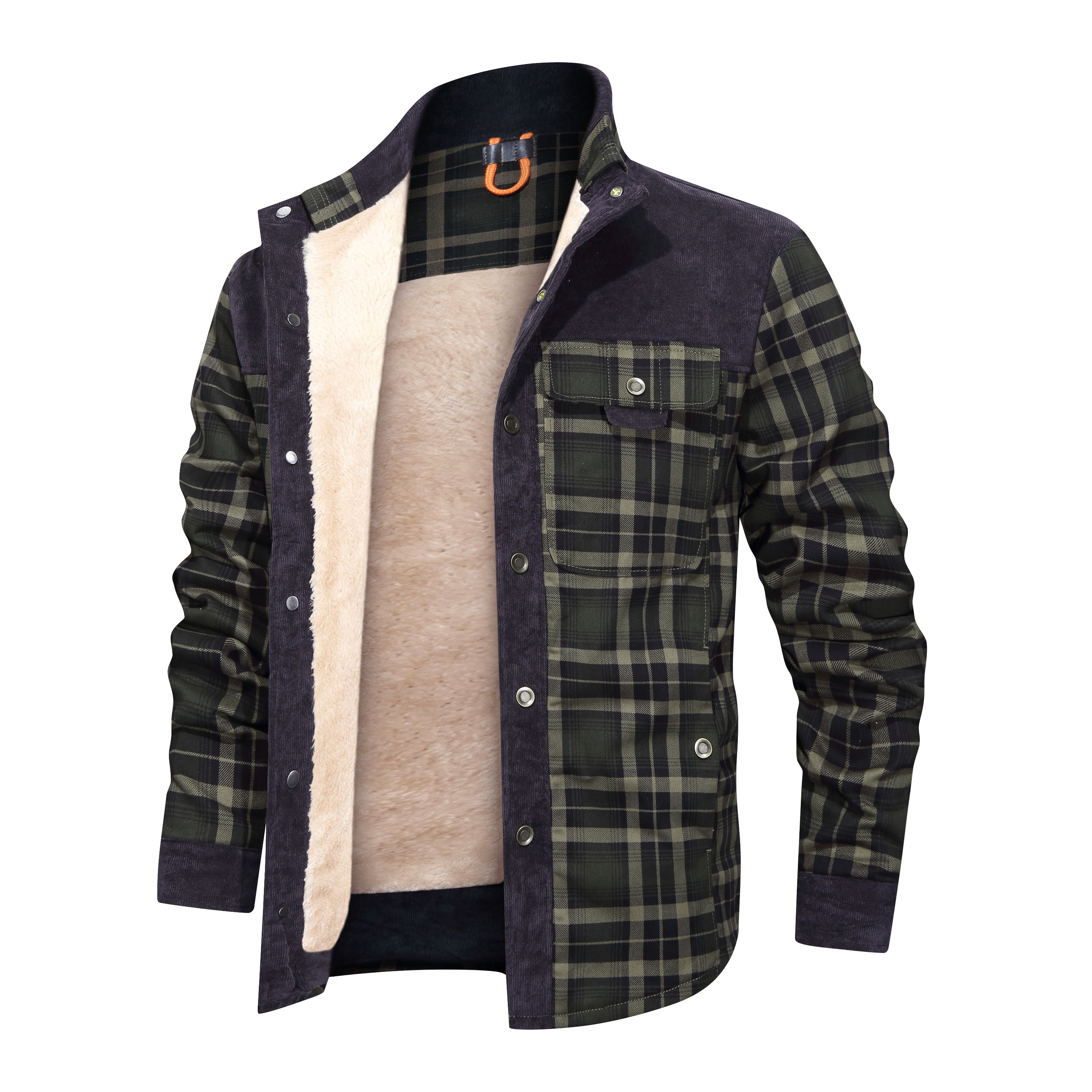 Thickened-Shirt-Jacket-With-Classic-Plaid-Fuzzy-Fleece-Lining-Inside-Design