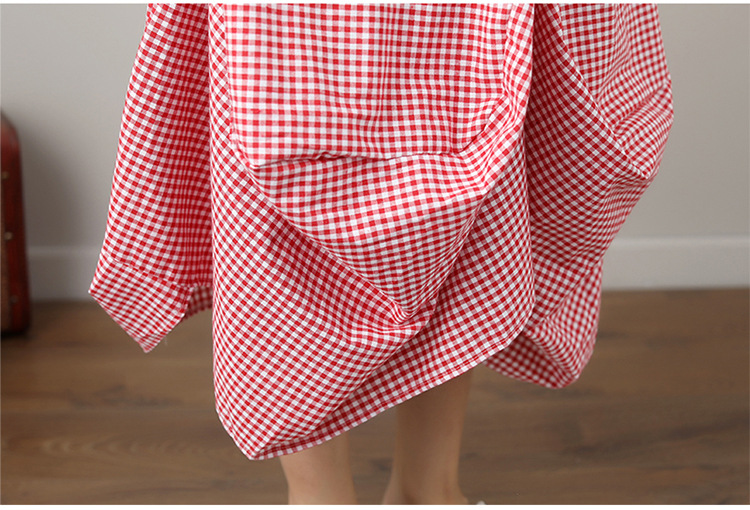 Title 9, Loose Cotton Linen Plaid Elastic Waist Lantern ...