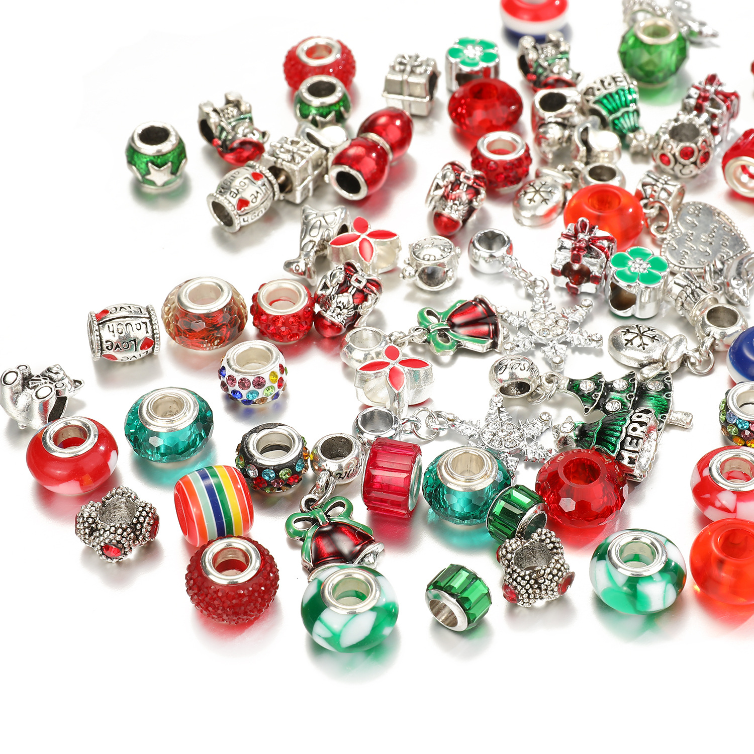 Christmas Alloy Drip Oil Beads Jewelry Set