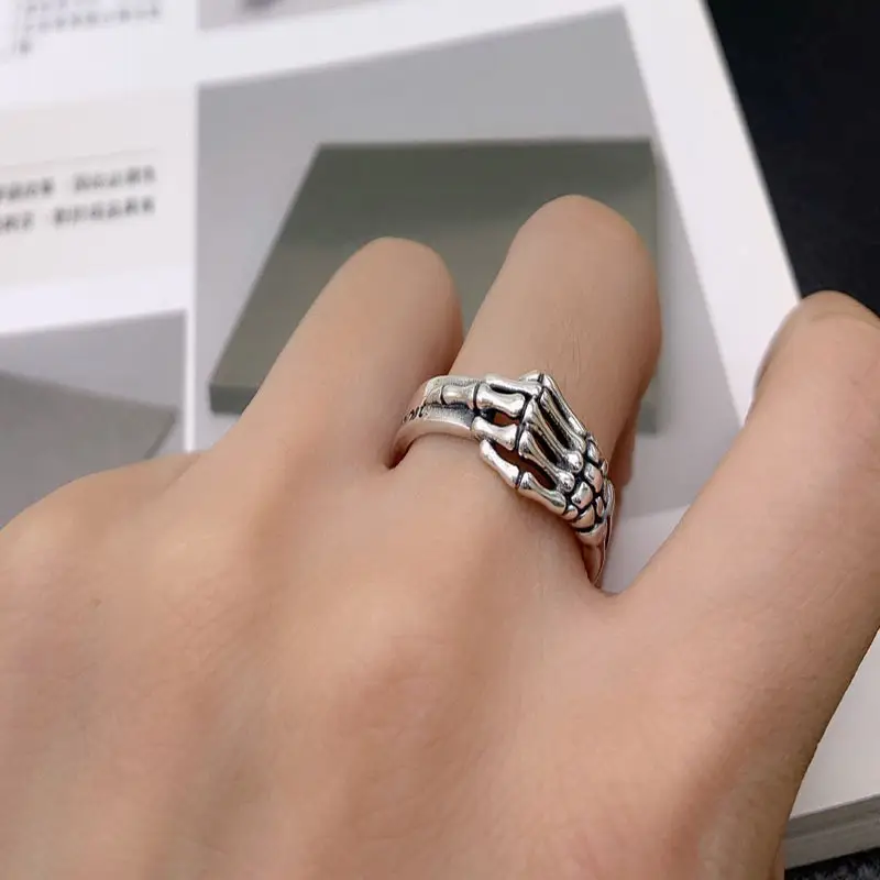 Sterling Silver European And American Skull Ghost Claw Ring