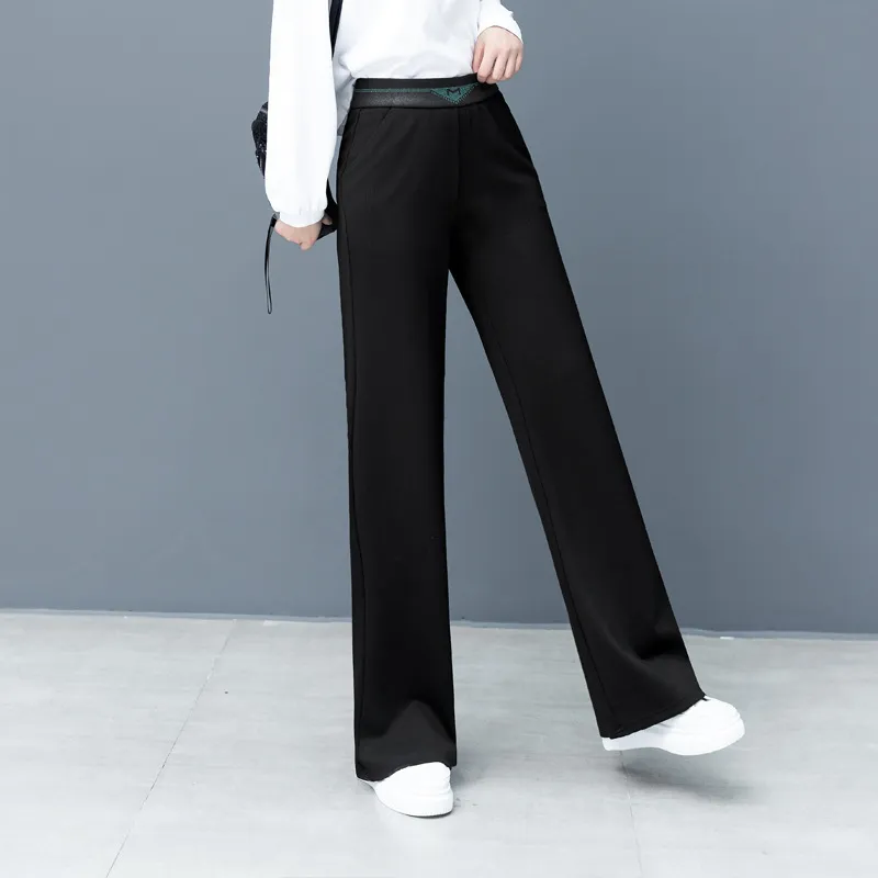 Adding Fertilizer To Increase The Length Of The Casual Straight-leg Pants - Black