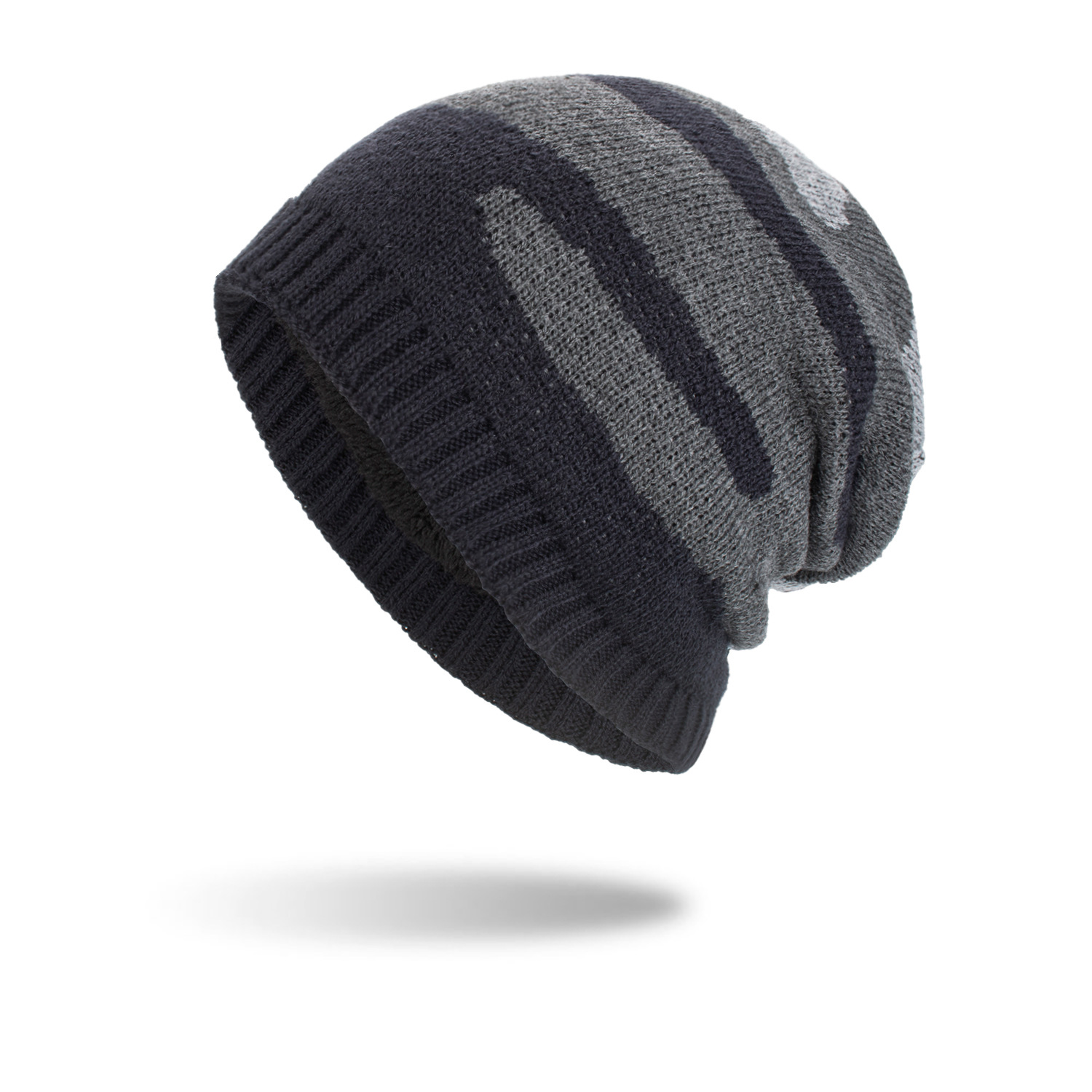 New Tricolor Striped Long Pullover Knit Beanie — foto 3