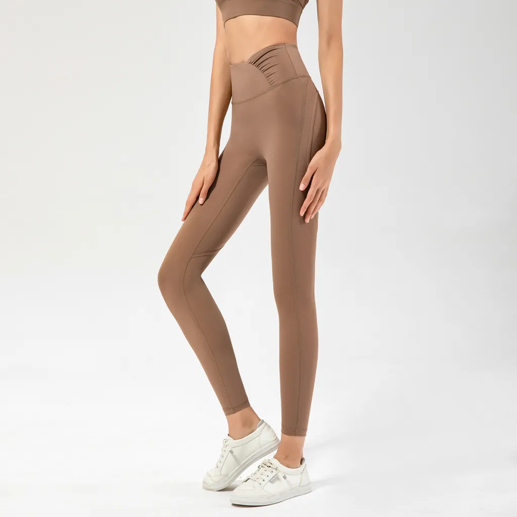 Women's High-waisted Buttocks Lifting Tight Sports Fitness Pants - Cocoa