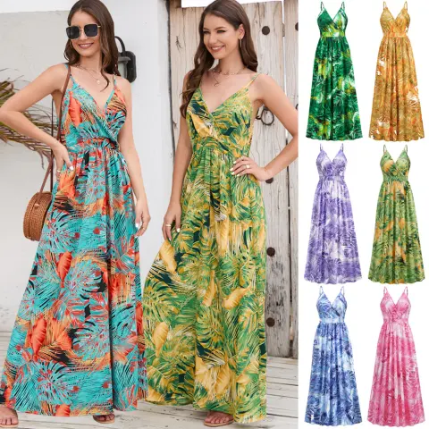 Flowers Long Dress Summer Swing Holiday Beach