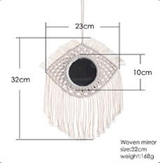 Beige Macrame Mirror Bohemian Design