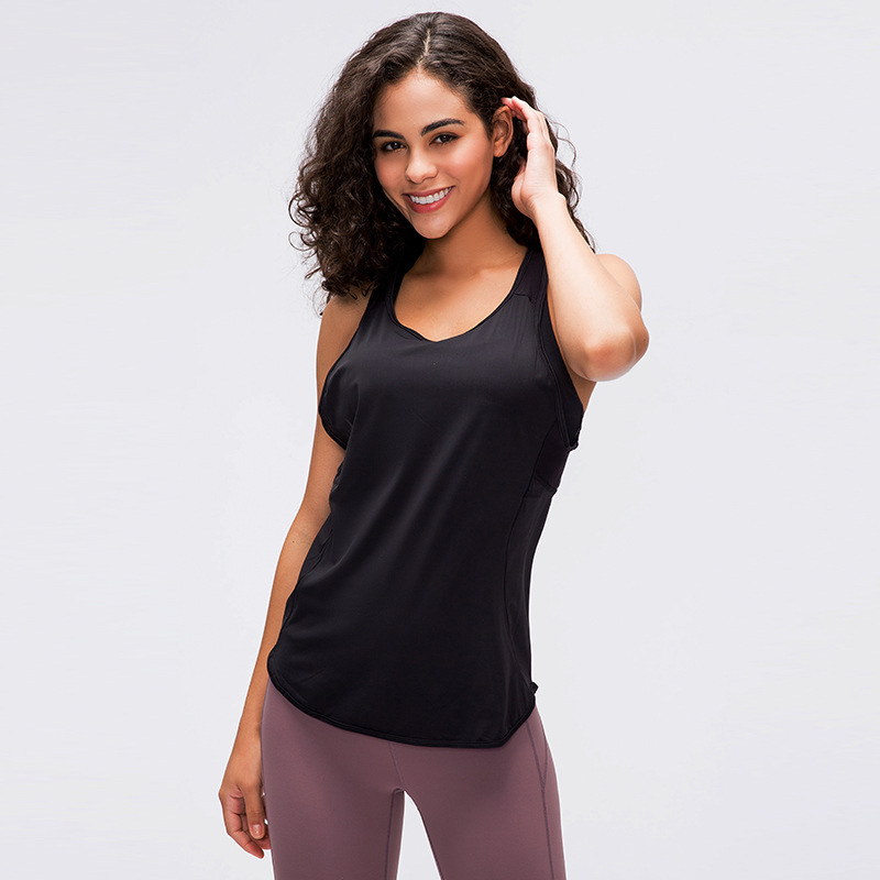  Spring And Summer New Sports Vest Women's Breathable Yoga Fitness Running Fashion Loose Blouse No Repair T-shirt