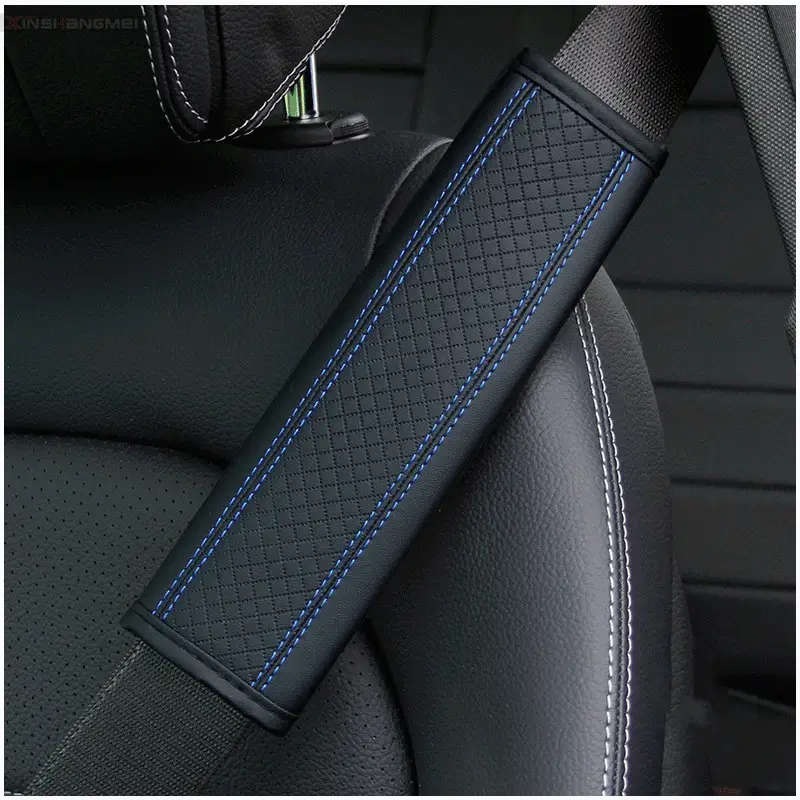 Fiber Leather Embossed Car Seat Belt Shoulder Guard Protective Cover Safety Belt