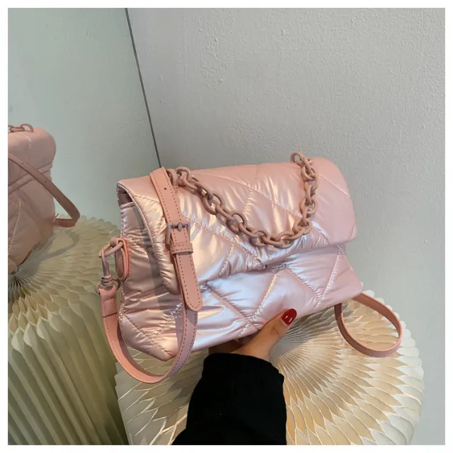 Ladies One Shoulder Crossbody Underarm Bag Down Pink - Shop at LoveMi