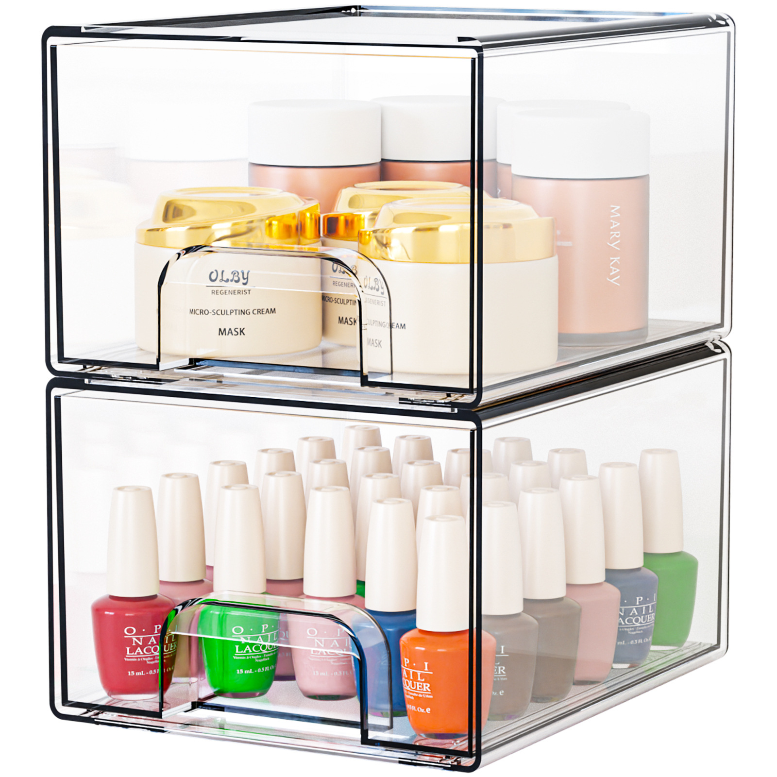 2 Pack Clear Small Stackable Storage Drawers Acrylic Makeup Organiser — image 7