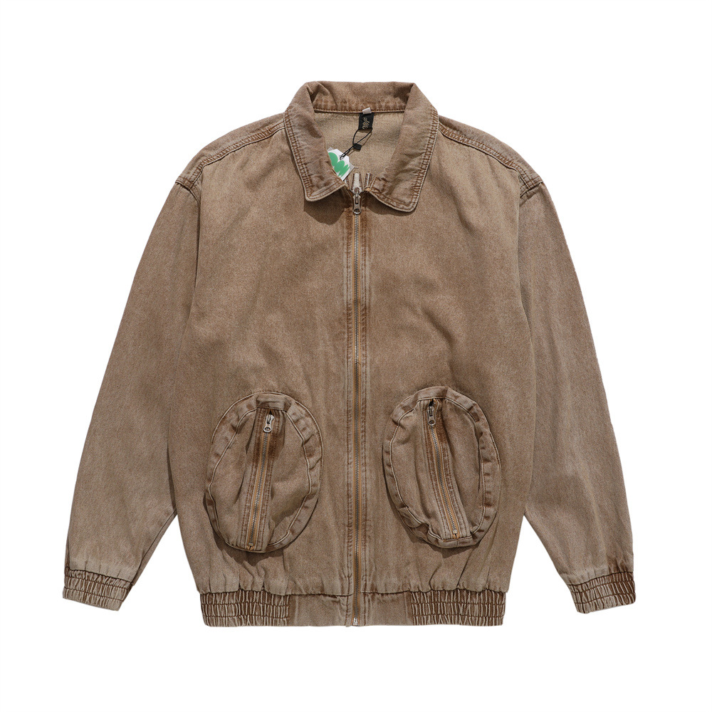 Heavy-duty Washed Distressed Back Letter Embroidered Denim Jacket