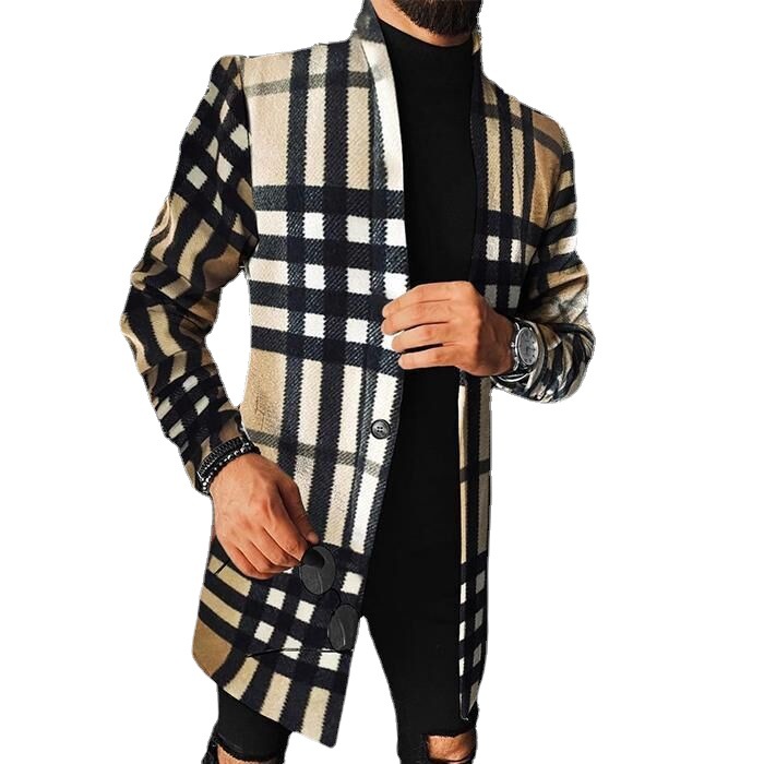 Positioning Single-breasted Casual Plaid Straight Hem Lapel