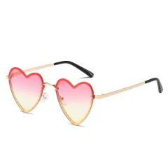 Women's Fashion Peach Heart Decorative Sunglasses - Yellow - View 1