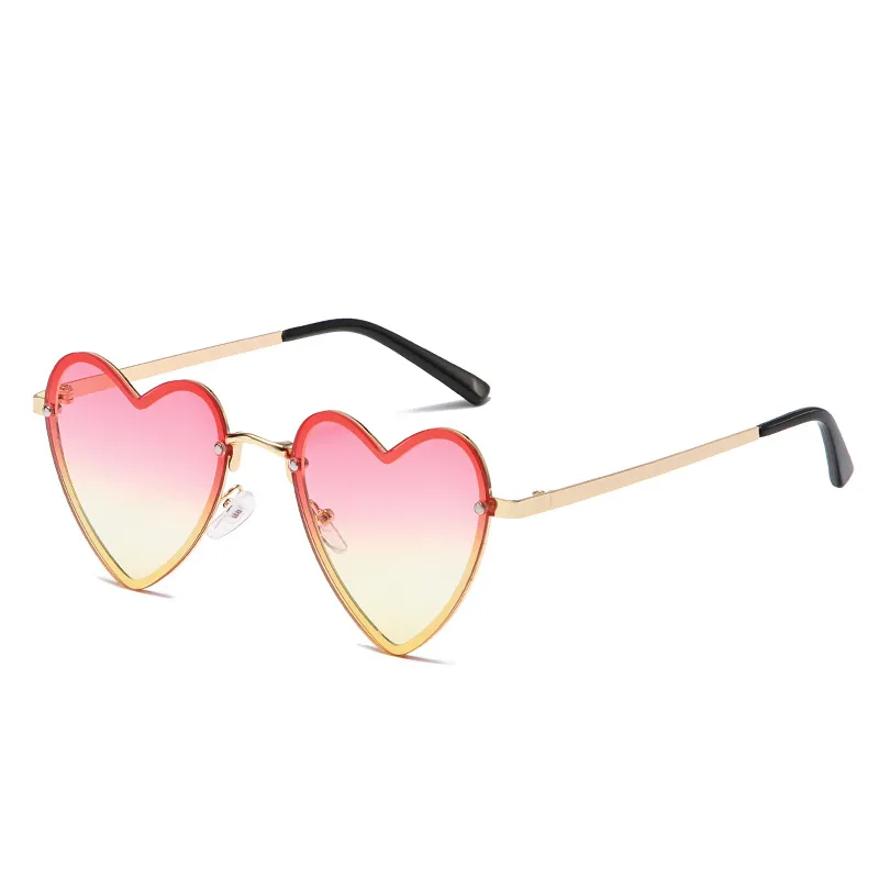 Women's Fashion Peach Heart Decorative Sunglasses - Yellow