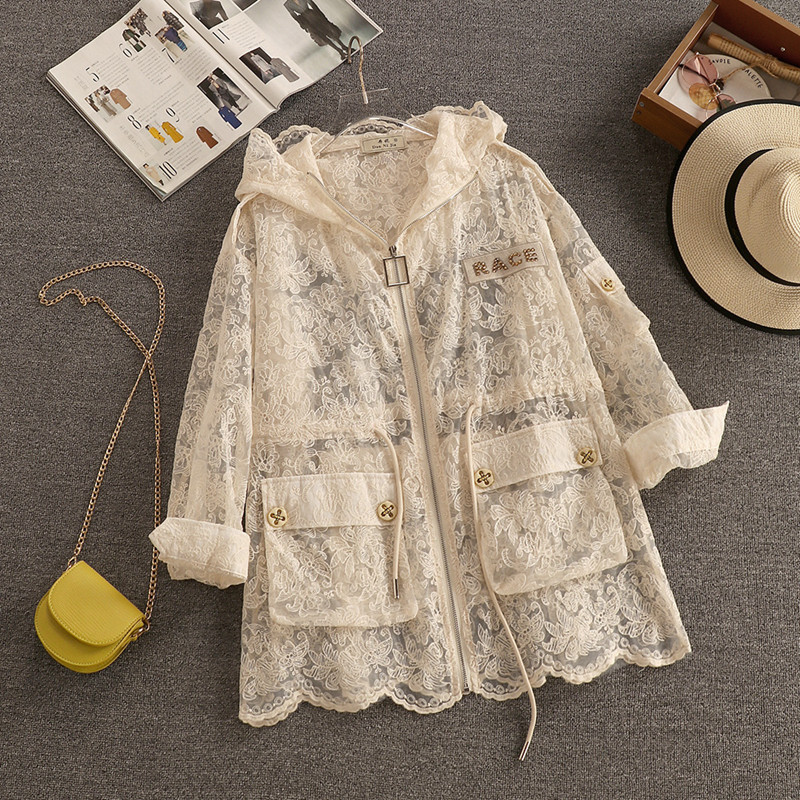 Loose And Thin Mid-length Embroidered Mesh Lace Waist Coat — image 1