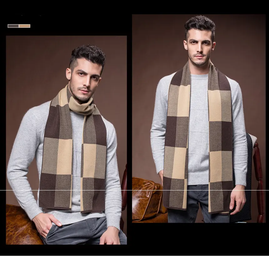 Men's Scarf Wool Plaid Winter Processing Gift Ladies Knitting