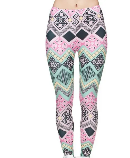 Printed thin pencil feet pants stretch big ladies yoga pants leggings - A-One Size