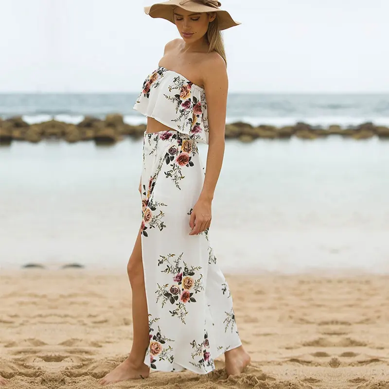 Summer Large Size Women's Chiffon Printing Split Loose Wide