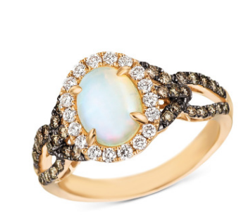 European and American style moonstone ladies ring geometric line shape alloy crystal jewelry