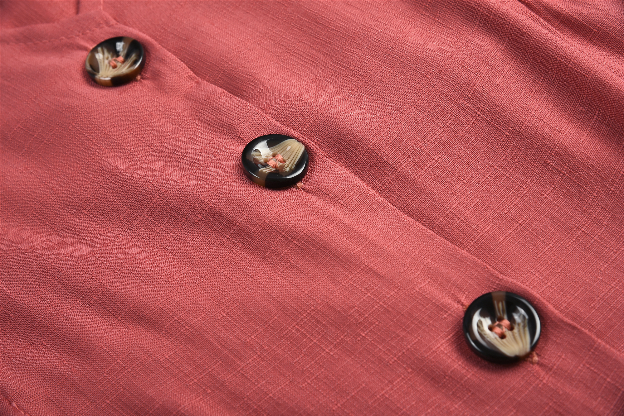 USA SIZE New women's solid color V-neck slim single-row button dress