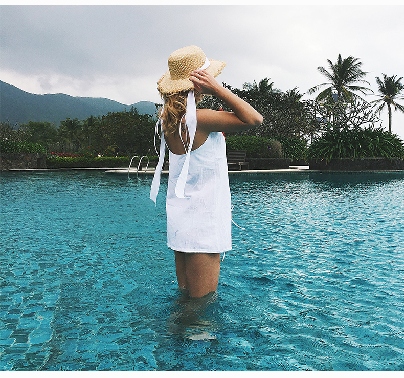 USA SIZE Seaside beach holiday sexy halter vest dress V-neck tie strap dress