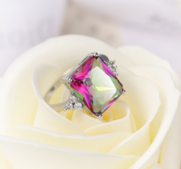 Colorful zircon jewelry ring