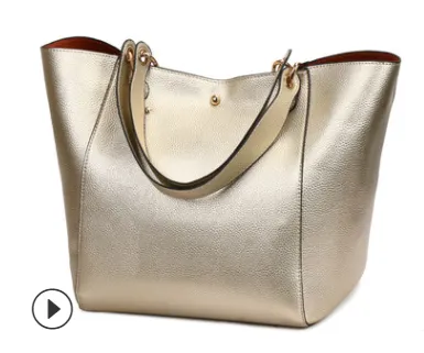 Europe and America women's bag new retro ladies bucket handbag fashion big explosion models mother package - Gold
