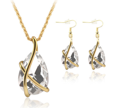 Трансграничная электронная коммерция Европы и США, комплект ювелирных изделий, кулон, ожерелье, серьги, ностальгические хрустальные праздничные принадлежности для свадьбы