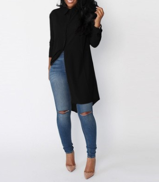 European and American explosions irregular long-sleeved chiffon shirt women