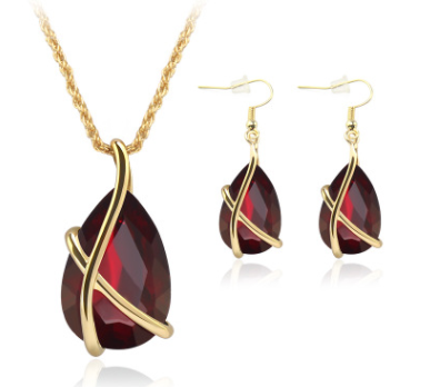 Трансграничная электронная коммерция Европы и США, комплект ювелирных изделий, кулон, ожерелье, серьги, ностальгические хрустальные праздничные принадлежности для свадьбы