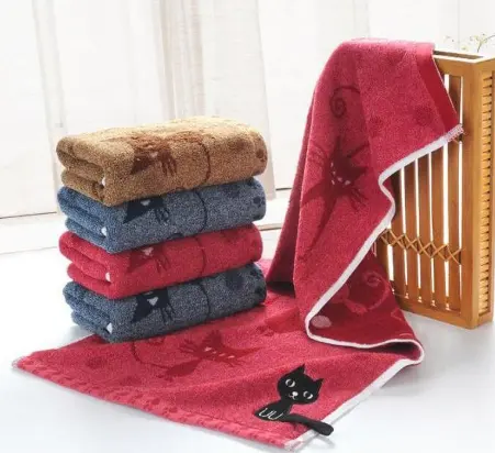 Tail Hook Cotton Cat Face Towel 25x50cm