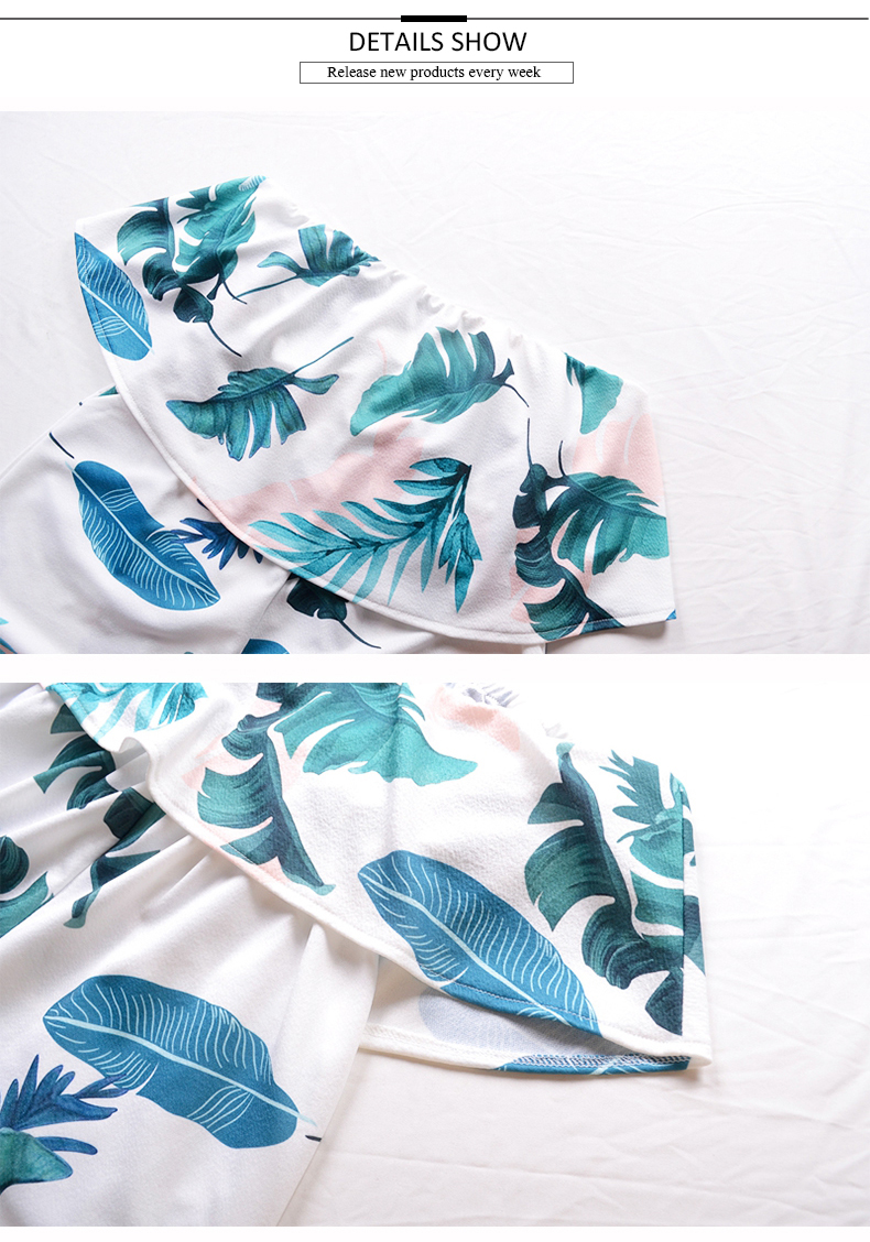 USA SIZE One-word collar bohemian printed ruffled tube top strapless loose casual holiday one-piece shorts