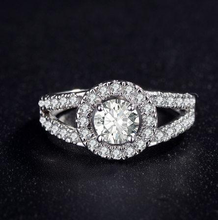 Round zircon flower ring simple fashion ring female